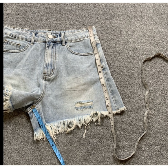 Cider Shorts Womens M Medium High Waisted Distressed Micro Denim Fringe Hem - Picture 4 of 10